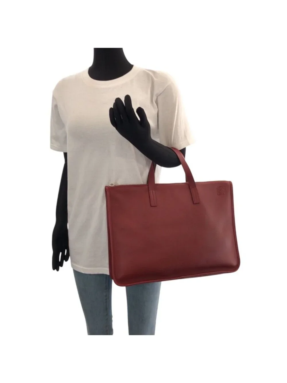 Loewe Anagram New Toledo Red Silver Leather Business Briefcase